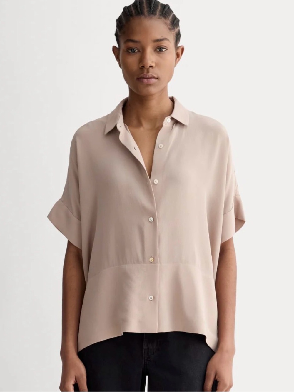 Everlane Clean Silk Boxy - Light Grey Size 6